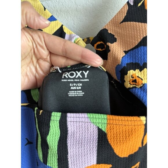 Roxy Women’s Color Jam One Piece Swimsuit Anthracite Flower Jammin Size Small‎ - Picture 10 of 16